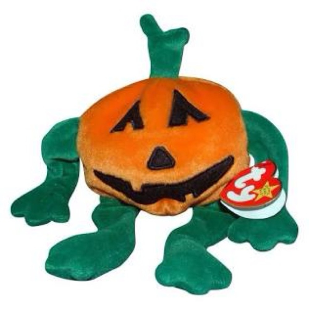 Ty Beanie Babies Pumpkin with Orange and Green